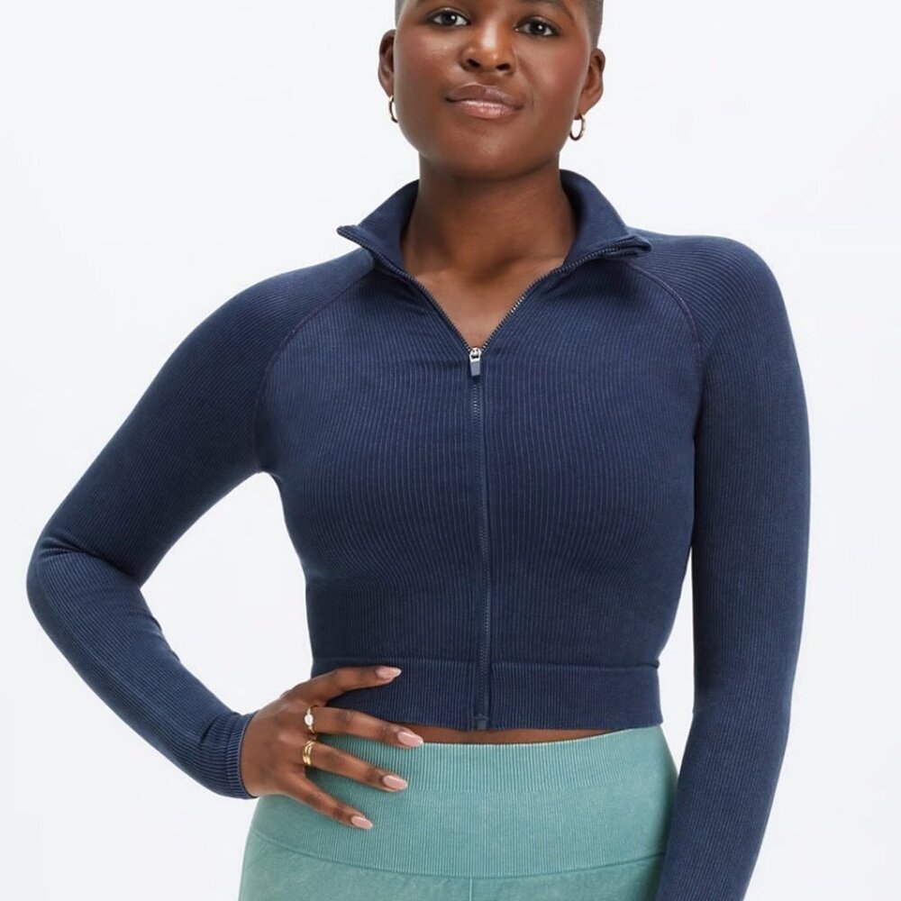 Fabletics Cropped Seamless‎ Rib Full-Zip